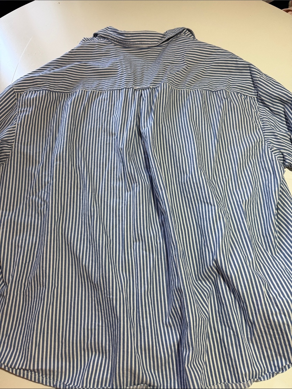 Old Navy Blue & White Striped Cotton Button-Down Shirt - Picture 3 of 4